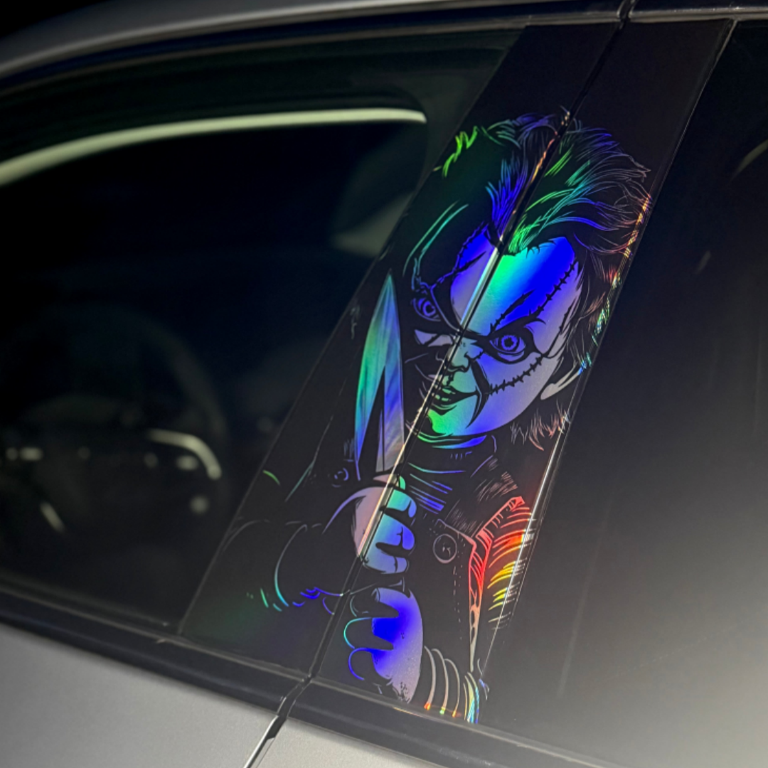Chucky Doll Holographic Car Pillar Vinyl Limited Art Edition,Universal Size