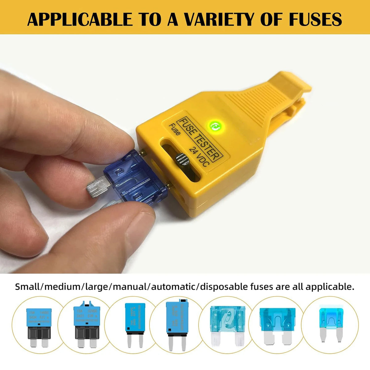 DC 24V Automotive Blade Fuses Tester and Puller Check for Circuit Breakers for Car ATR ATO/ATC ATM Reset Fuse Removal Tool Also Test for Glass Tube Fuse