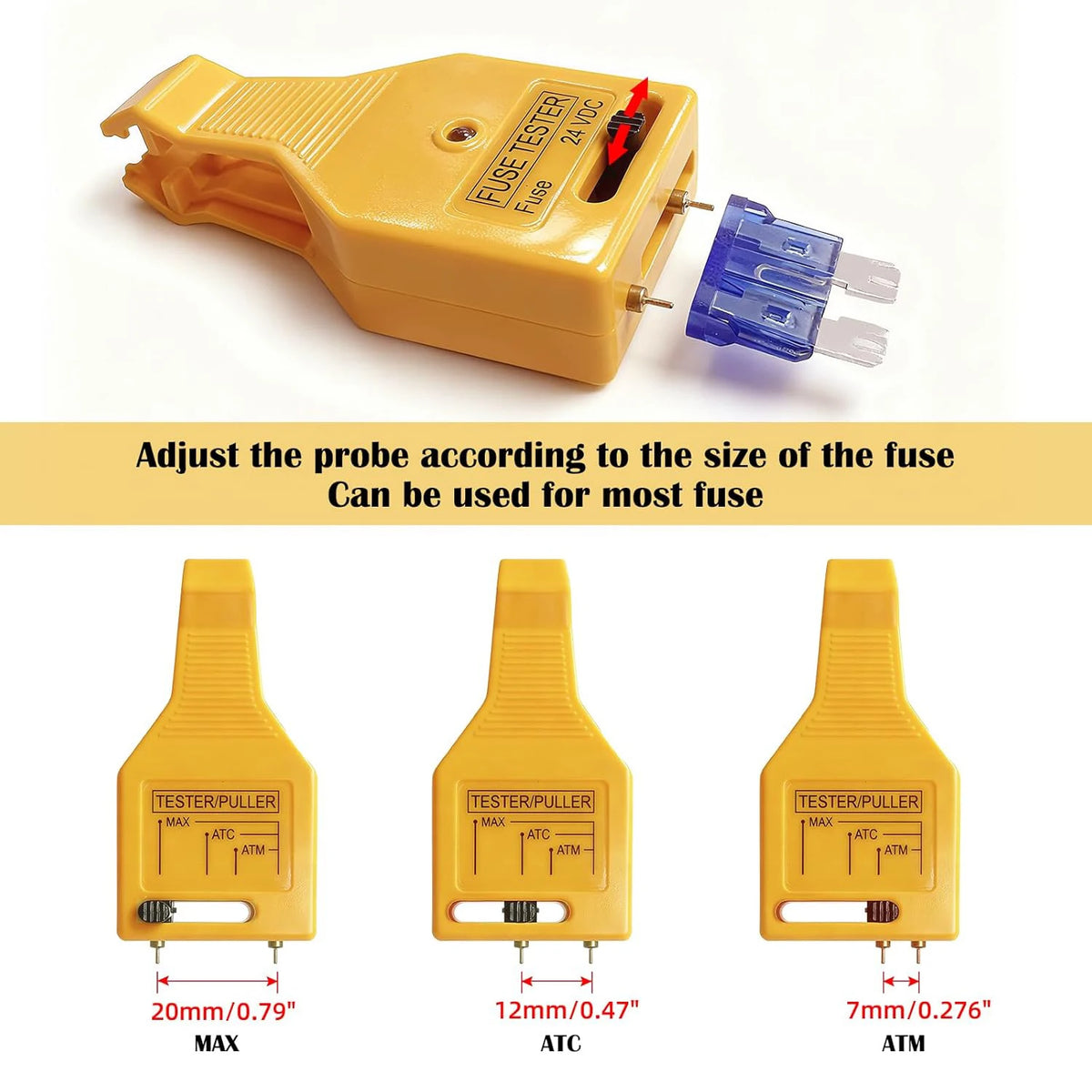 DC 24V Automotive Blade Fuses Tester and Puller Check for Circuit Breakers for Car ATR ATO/ATC ATM Reset Fuse Removal Tool Also Test for Glass Tube Fuse