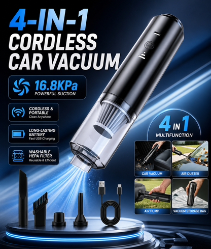 4-in-1 Mini Car Portable Cordless Handheld Vacuum Cleaner