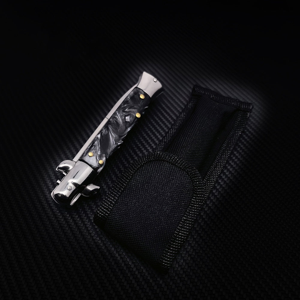 9-Inch Stiletto Automatic Knife – Polished Bayonet-Style Blade