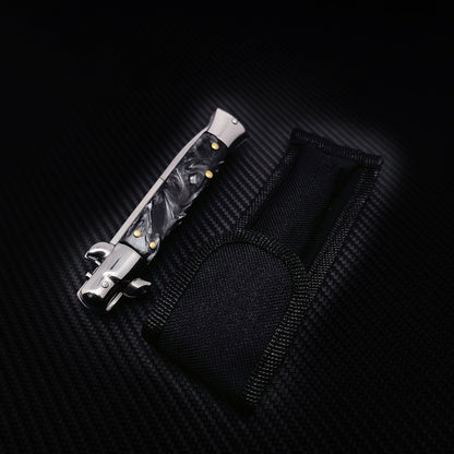 9-Inch Stiletto Automatic Knife – Polished Bayonet-Style Blade
