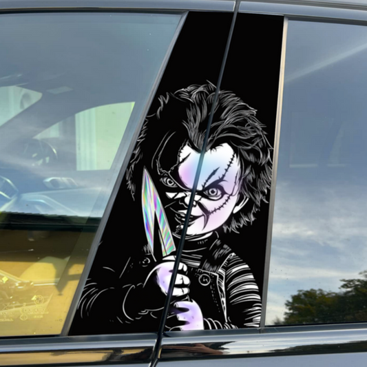 Chucky Doll Holographic Car Pillar Vinyl Limited Art Edition，Universal Size