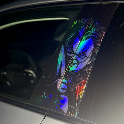 Chucky Doll Holographic Car Pillar Vinyl Limited Art Edition，Universal Size
