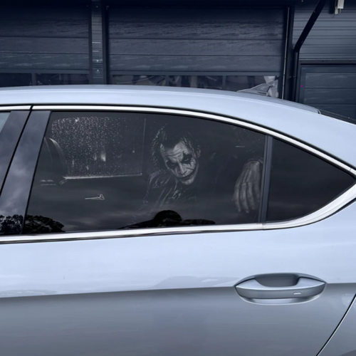 Joker Art Car Window Decal, One-Way View, Universal Size