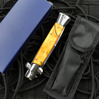 9-Inch Stiletto Automatic Knife – Polished Bayonet-Style Blade