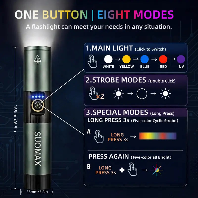 5-in-1 Tactical Flashlight Dimensions