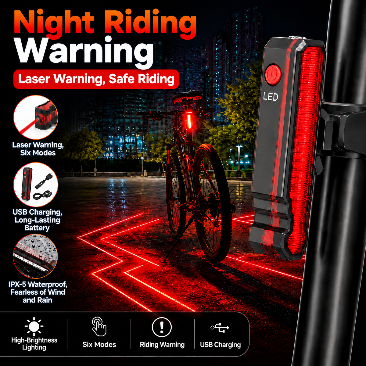 LED Laser Bicycle Taillight
