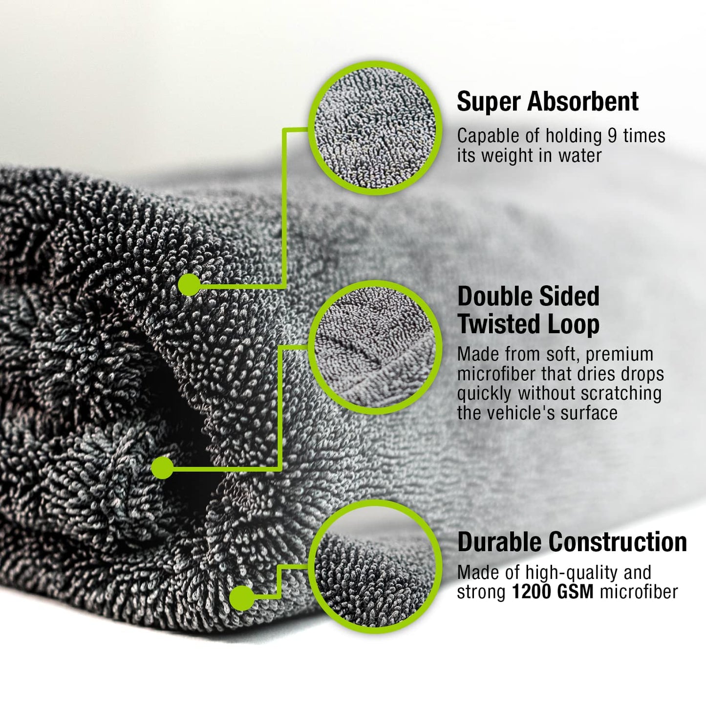 Microfiber Car Drying Towel Super Absorbent Twist Pile