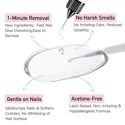 Gentle Pinpoint Nail Glue Remover for Press on