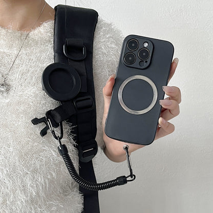 Tactical Magnetic Quick-Release Phone Mount — EDC Belt & Backpack Holster with Anti-Drop Coil Lanyard