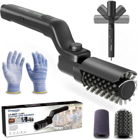2026 Upgraded Torque Rechargeable Electric Grill Brush with 3-Speed Modes, 20kg Max Torque
