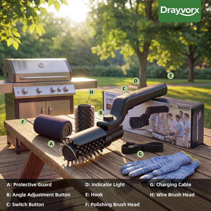 2026 Upgraded Torque Rechargeable Electric Grill Brush with 3-Speed Modes, 20kg Max Torque