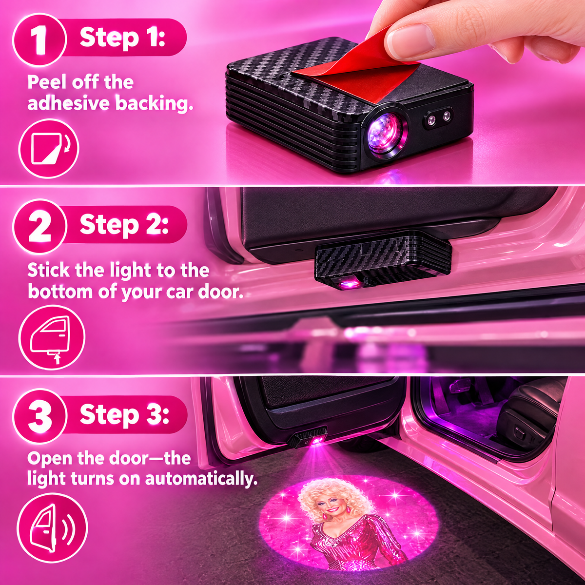 Dolly Car Door Welcome Projection Light