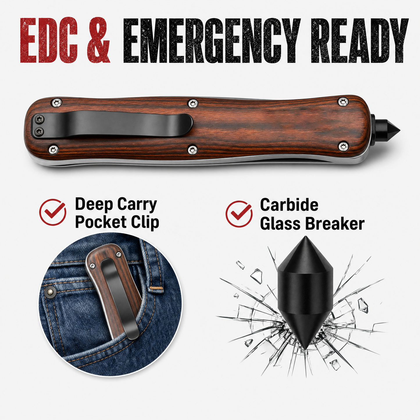 The Ultimate OTF Automatic Dagger with Clip & Glass Breaker
