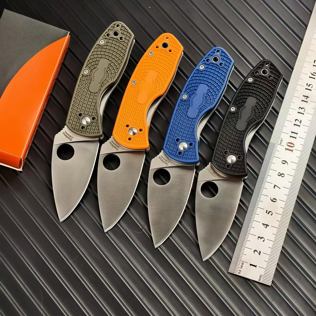 Portable Folding Pocket Knife with Fiberglass-Reinforced Handle