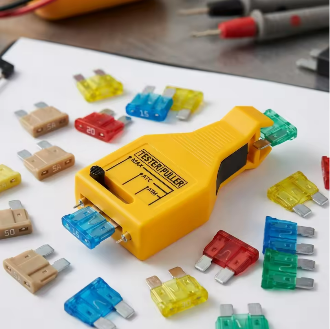 DC 24V Automotive Blade Fuses Tester and Puller Check for Circuit Breakers for Car ATR ATO/ATC ATM Reset Fuse Removal Tool Also Test for Glass Tube Fuse