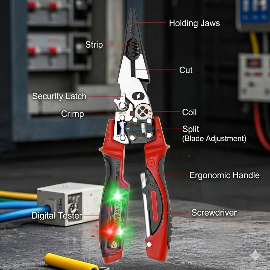 9-in-1 Multi-Functional Digital Electrician's Pliers