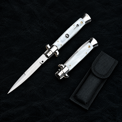 9-Inch Stiletto Automatic Knife – Polished Bayonet-Style Blade
