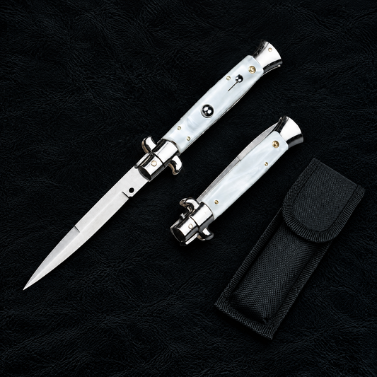 9-Inch Stiletto Automatic Knife – Polished Bayonet-Style Blade