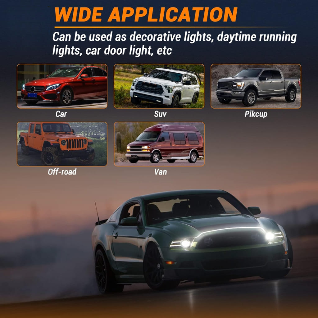 Car Hood Light Strip，Dynamic Scan Start Up Hoodbeam Kit