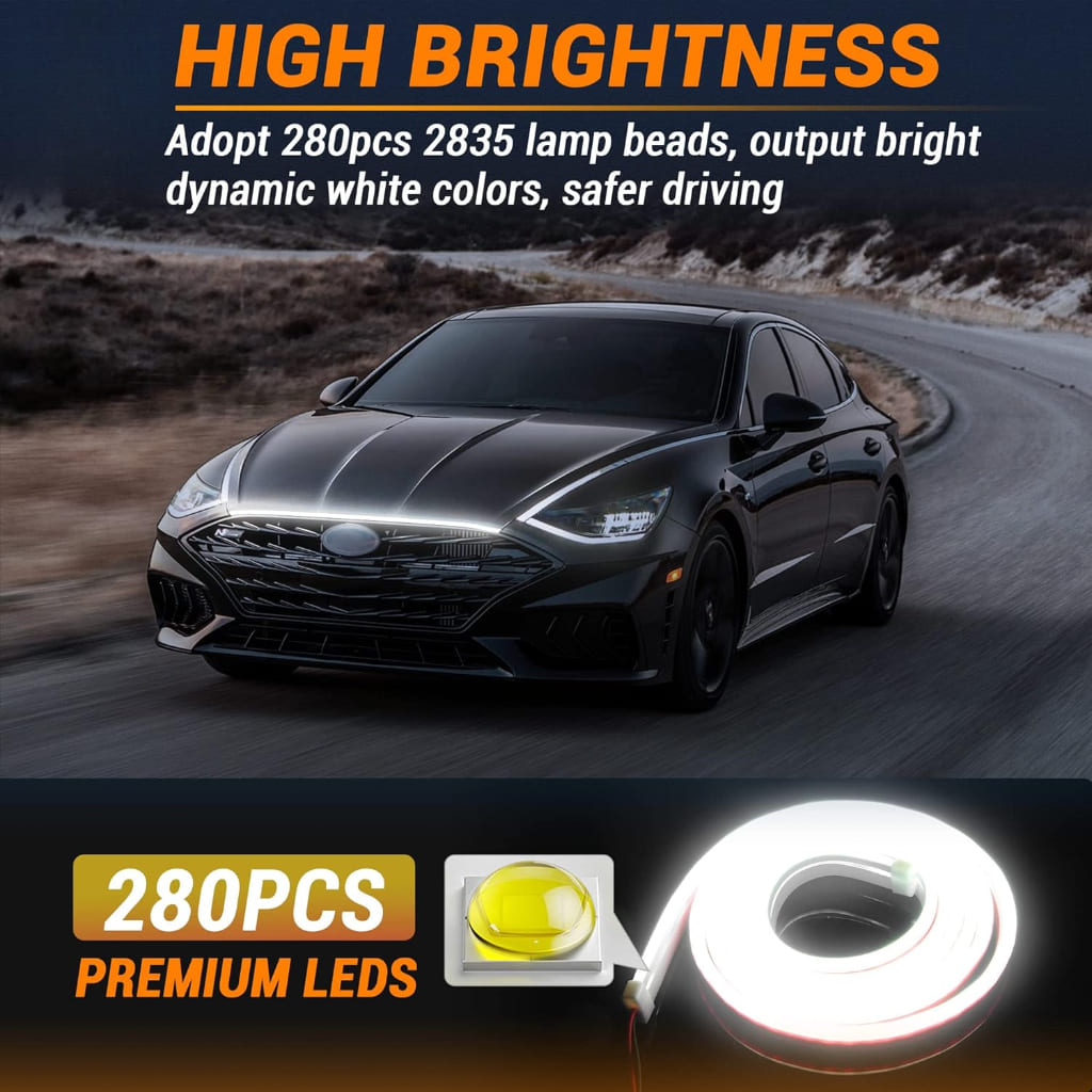 Car Hood Light Strip，Dynamic Scan Start Up Hoodbeam Kit