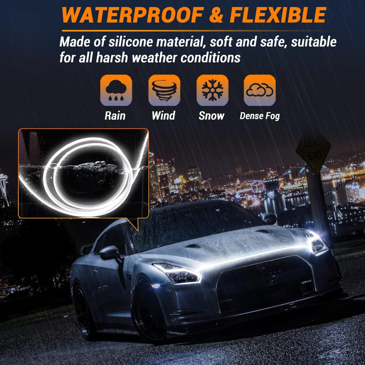 Car Hood Light Strip，Dynamic Scan Start Up Hoodbeam Kit