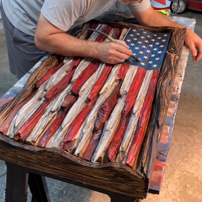 American Flag Solid Wood Engraved Wall Hanging: Independence Day Declaration of Glory